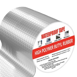Butyl Tape - Waterproof Sealing Tape, Heavy Duty Silver Flashing Aluminum Foil Tape for Leak Patching, RV Repair, Window, Roofing, Glass & EDPM Roof Leak Patching, Boat and Pipe Sealing(20cm x 5m)