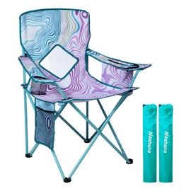 Nazhura 2 Pack Folding Camping Chair with Cooler Pouch, Mesh Backrest and Cup Holder Pocket (Flower, 2 Pack)