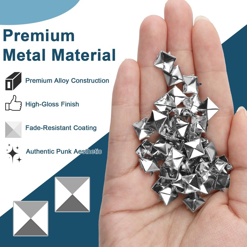Hopton Pack of 100 Square Rivets Metal, Silver Rivets for