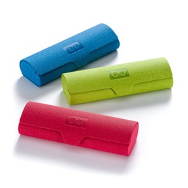 FEFI - Stabiles Hardcase Brillenetui im bunten Leinen-Look (blau)