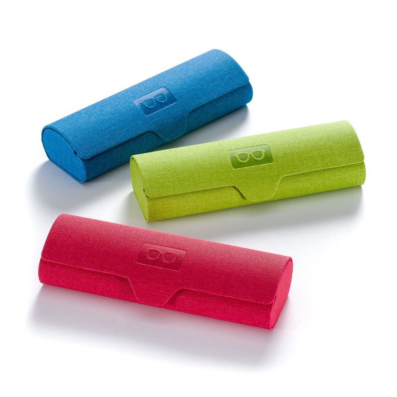 FEFI - Stabiles Hardcase Brillenetui im bunten Leinen-Look (blau)