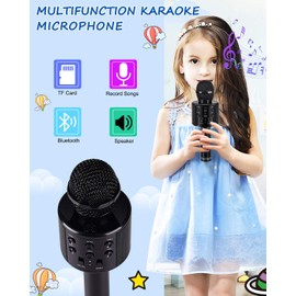 Dodosky Kids Toys Age 3-12, Karaoke Microphone for Kids Birthday Presents Gifts for 5 6 7 8 9 10 11 12 Year Old Girls Boys Toys for 4-11 Year Old Girl Boy Teen - Black