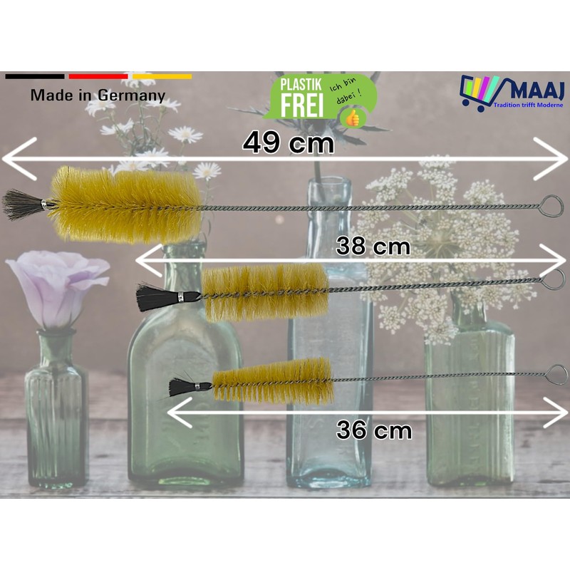 Set of 3 MAAJ Bottle Brushes Conical with Head Bundles