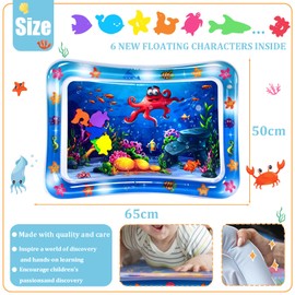 COSORO Tummy Time Mat Inflatable Water Mat for Babies,70*50cm Blue Octopus Water Cushion Baby Inflatable Water Play Mat Sensory Toy for Infants,Toddlers Baby Toys 3-12 Months Newborn Girls Boys Gifts