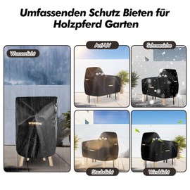 Cover Wooden Horse, Robust 420D Wooden Horse Cover, Waterproof, Outdoor, Universal Tarpaulin Wooden Horse with Waterproof Strips, 2 Windproof Buckles, Wooden Horse Accessories - Wooden Horse