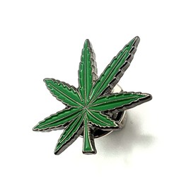 Green Weed Ganja Bong Marajuana Metal Pin Badge Leaf