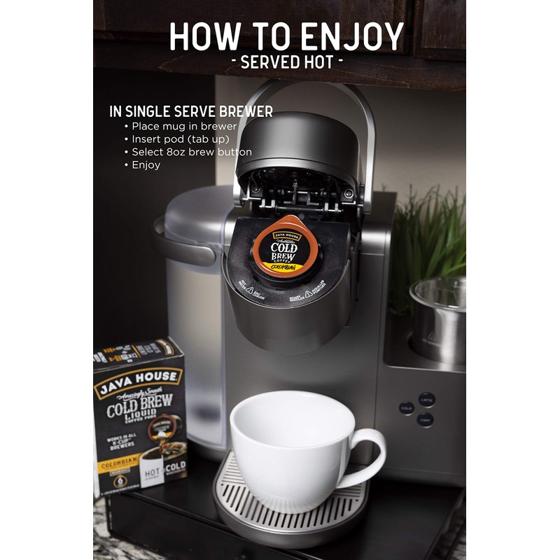 Java House Cold Brew Coffee Concentrate Single Serve Liquid Pods,