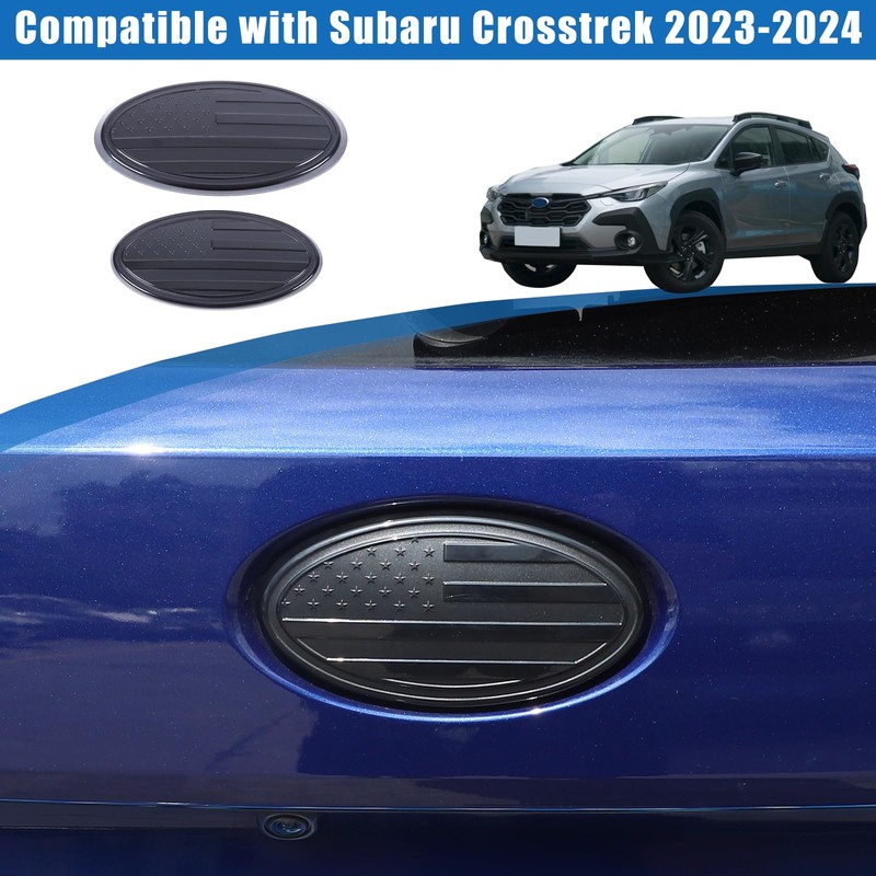 Car Front Rear Emblems Trim Cover Compatible with Subaru Crosstrek