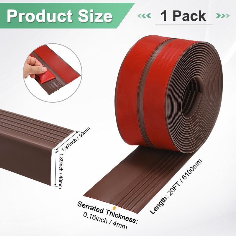 M METERXITY Stair Edge Trim 20FT Vinyl Rubber Stair Nosing