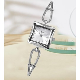 Elegant Women's Dress Watch Minimalist Square Bracelet Analog Quartz Vintage Womens Wrist Watches Gifts for Ladies (Silver)