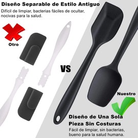 Espátulas de silicona raspadoras, Resistentes al calor y miniespátulas Juego de 10, Antiadherentes, Sin BPA, Material de calidad alimentaria, Apto para lavavajillas (Negro)