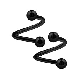 KJM Fashion Pack of 2 Anodised Twister 1.6 mm 14g Cartilage Tragus Earrings, Alloy Steel