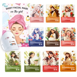 10 Pack Sheet Face Masks Skincare, Spa Party Hydrating Facial Mask Gifts for Women Girls, Moisturize, Soothe, Reducing Wrinkles & Fine Line Skincare Set for All Skin Types