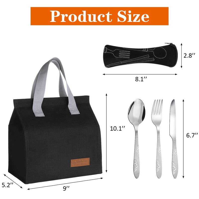 FANTESI Insulated Lunch Bag with 3 Cutlery Set Heat Cold