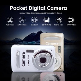 Pocket Digital Camera for Photography, 16MP 1080P HD Compact Point and Shoot Camera with 2.4in Screen, 16X Zoom Auto Focus Small Video Camera for Kids Teens Boys Girls ()