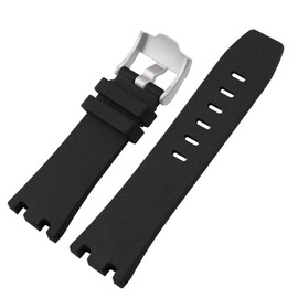 XIW Compatible for 28mm Audemars Piguet AP Royal Oak Offshore Watch 15703 15710 15400 26470 26400 Rubber Watch Band Replacement for men Silicone Wirstband Strap women Bracelet (Silver Buckle, 28mm)