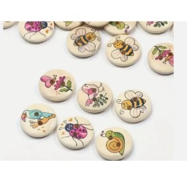 Unbranded 20pcs Wooden Buttons with Painted Animal Designs Sewing Crafts DIY Projects