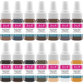 DLD Tattoo Pigment Kit Eyebrow Tattoo Lip Tattoo Liquid Long-Lasting Fast Colour Beauty Body Care Makeup Tools Dynamic Tattoo Ink 14 Bottles Base Tattoo Colour Kit