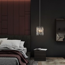 NISIDUN Modern K9 Crystal Pendant Lights Kitchen Island, Chrome Chandeliers for Dining Room Light Fixtures Over Table,Hanging Lighting for Kitchen Island Entryway Bathroom BedHead Chandelier