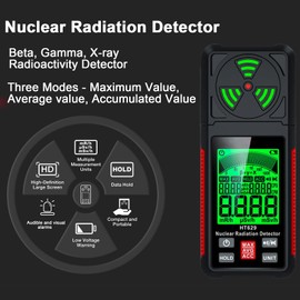 Geiger Counter Intendvision Nuclear Radiation Detector - Portable Radiation Dosimeter Tester Beta Gamma X-ray Detector for Nuclear Wastewater Seafood with Backlit LCD Display, Audible & Visual Alarm
