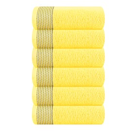 Belizzi Home Ultra Soft Cotton 6 -Piece Hand Towel Set 16x24 Inch, Ideal for use in Bathroom, Kitchen, Gym, Spa & General Cleaning, Compact & Lightweight Multi Purpose Hand Towels - Lime Yellow