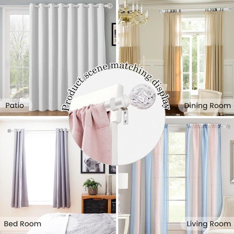 Heavy Duty Curtain Rod 36 to 120 Inches (3-10 ft)，1-Inch