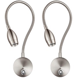 LED Reading Lights,Wall Moount Lamp with Flexible Gooseneck,Touch Dimmable Switch,3 Color Modes,10 Brightness Levels,Bedside Night Light for Bed,Headboard,Desk,Aluminum Brushed Nickel Finish,2 Pack