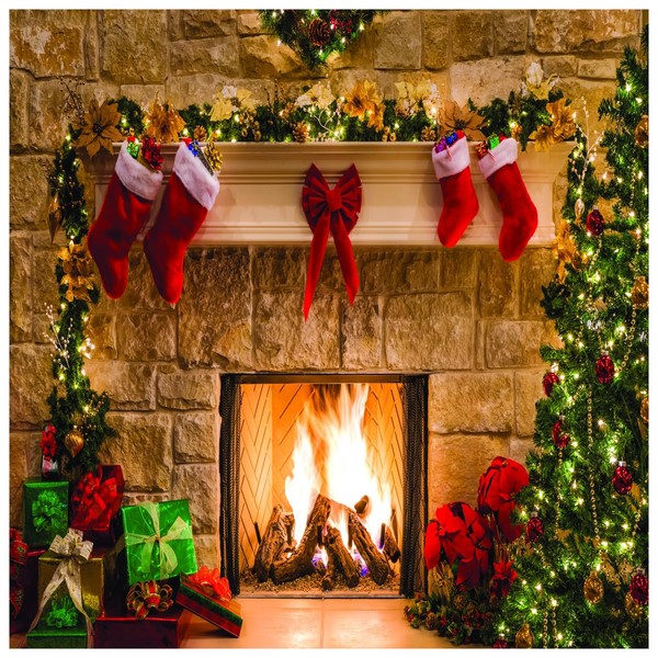 WOLADA Christmas Fireplace Backdrop Christmas Backdrops for Photography Christmas Photo