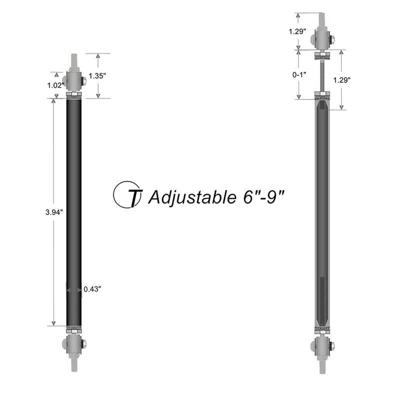 Tiousmoky Splitter Strut Rods Adjustable 6"-9" Front Splitter Support Rods