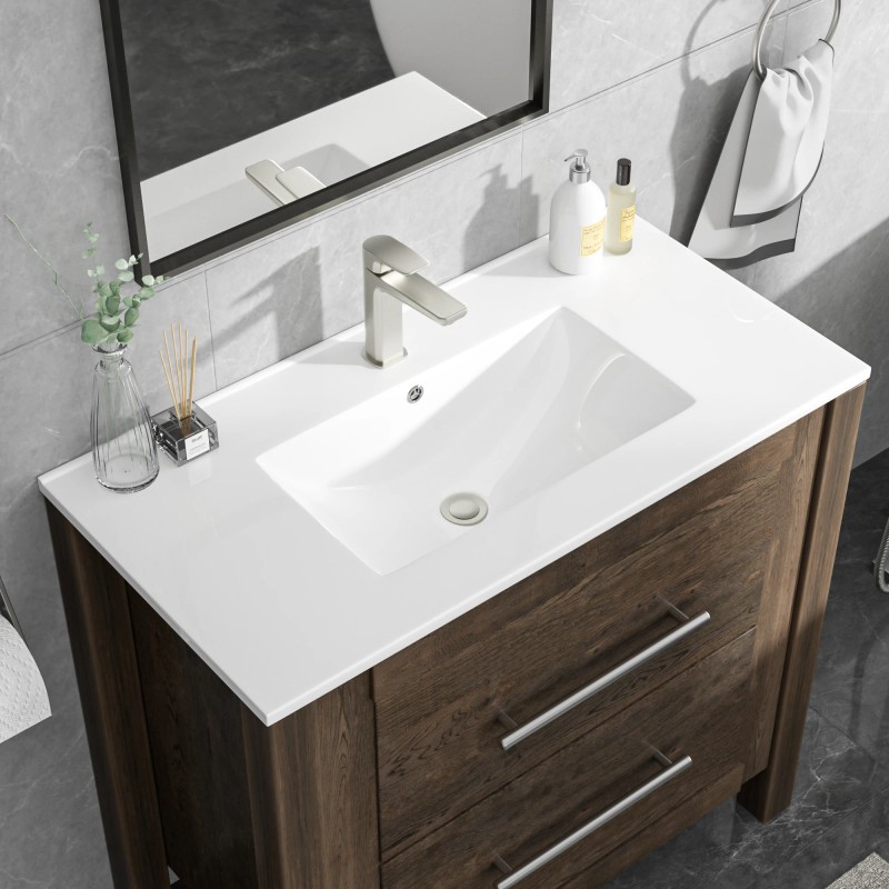 Sarlai 36-Inch Modern Drop-In Vanity Easy Clean Bathroom Sinks Ceramic