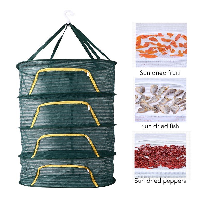 4 Layer Herb Drying Rack with U Shaped Zipper Dark