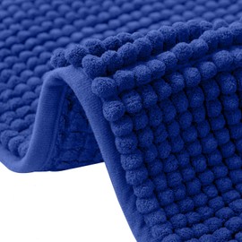 flintronic Non-Slip Bath Mat, 40 x 60 cm Chenille Bath Mat, Soft and Comfortable Bathroom Mat, Super Absorbent Fluffy Bath Mats for Bathroom, Machine, Washable Quick Dry-Royal Blue