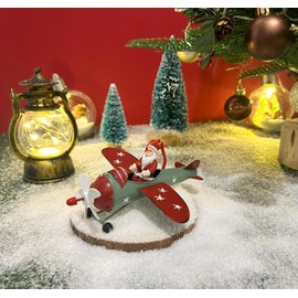 Christmas Ornaments Hanging Christmas Tree Decorations Santa Claus in Airplane Resin Metal Red Ornaments for Table Home Decor Vintage Xmas Decor Indoor Outdoor