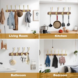 BRCRXW Wall Hooks for Hanging, 10-Pack Heavy Duty Metal Coat Hooks, for Living Room, Bathroom, Kitchen, Bedroom for Towel, Hat, Key, Closet, Bag (Gold)