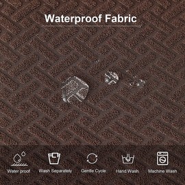 LANSHENG Waterproof Chair Seat Covers for Dining Room Jacquard Washable Stretch Dining Chair Seat Slipcovers Protector Set of 6 Kitchen Chair Seat Covers with Buckle (Coffee, 6)