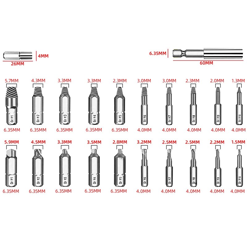 Buaak Screw Extractor Set, Screw Extractor, Left Extractor Set, Tool