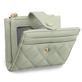 GAEKEAO Small Wallet for Women Bifold Leather RFID Blocking Credit Card Holder Wallets Zipper Pocket Coin Purse with ID Window