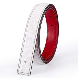 Vatee's Women's Reversible Real Leather Replacement Belt Strap without Buckle 1"/25mm Wide Adjustable 41" Long White/Red