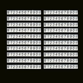 Mollytek 20 Sets Price Display Cube Adjustable Price Tag for Jewelry Price Display Counter Stand Number Letter Dollar Price Block Kit for Retail Shop (Clear Black, L)