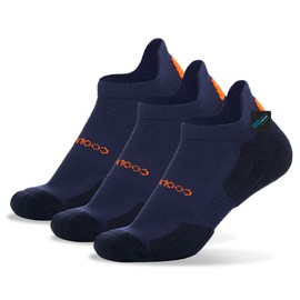 BRISIRA Coolmax Bamboo Viscose Compression Running Socks 3 Pairs Ankle Low Cut Athletic Anti Blister Cushioned Seamless