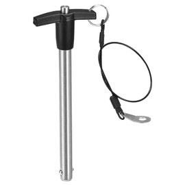 sourcing map T Handle Lock Pins, 15/32" Pin Dia. 4-21/64" Usage Length Stainless Steel Push-Button Quick Release Pin with Lanyard Cable (12mm-110mm)