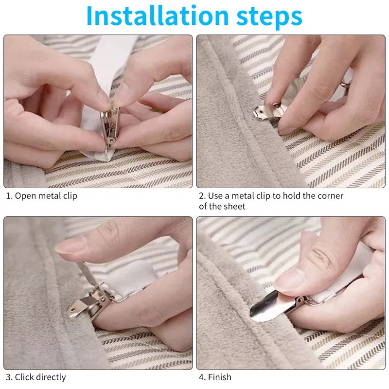 O-Kinee Pack of 4 adjustable bed sheet straps, adjustable bed