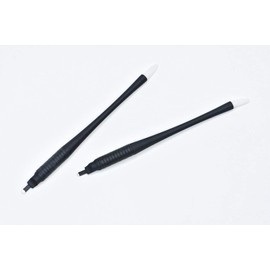 M Mellie's Signature Microblading - Bolígrafo desechable para cejas (10 unidades), cuchilla esterilizada, agarre de goma cómodo y esponja de pigmento para cejas impecables (U18 .20 mm), color negro