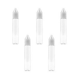 PAVIKE Needle Bottle, 1.0 fl oz (30 ml) (Set of 5), Dropper Bottle, Liquid Bottle, Empty Bottle, Clear, Leak Proof, Anti-Theft Cap Design, For DIY Liquids, Refillable, PET Material, Portable