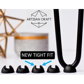 Hairpin Leg Protector Feet - Set of 8 - Black - New Tight Fit for 3/8" and 1/2" Metal Coffee Table Legs - Hairpin Leg Feet