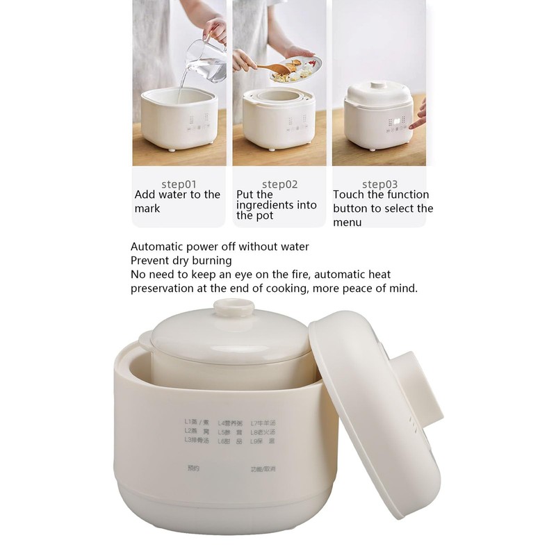 Electric Stew Pot, 200W Soup Pot Slow Cooker with 24