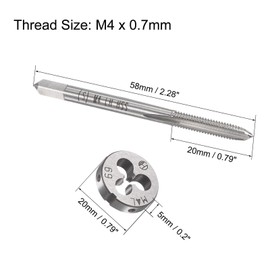 MACHSWON M4x0.7mm Metric Left Hand Tap and Die Set,Machine Thread Screw Tap with Round Threading Die,Tap & Die Kit for Nut Screw Bolt Thread Repair