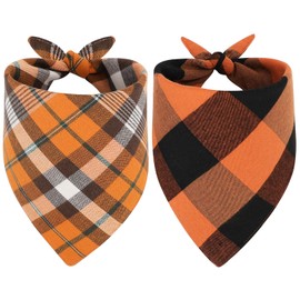 Vivifying 2Pcs Dog Bandana, Adjustable Autumn Dog Bandana, Autumn Bibs Scarf for Dogs (S, Yellow)