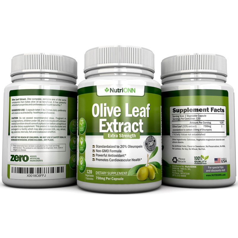 NutriONN Olive Leaf Extract - 750 Mg - 120 Capsules