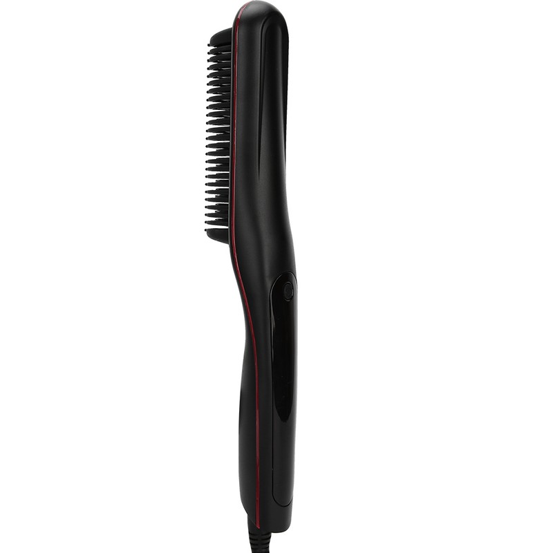 Electric Hair Straightener Comb Anti Scald Beard Straightener Brush (Black